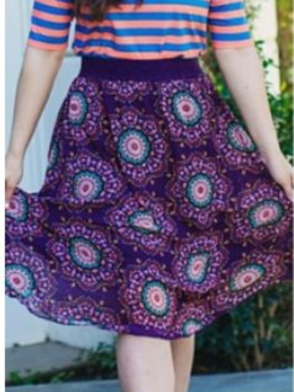 LuLaRoe Lola Skirt Purple Aztec Print Sz M